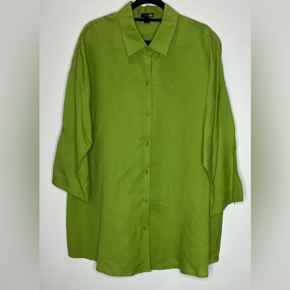 East 5th Bright Green Linen Blend Tunic Top
